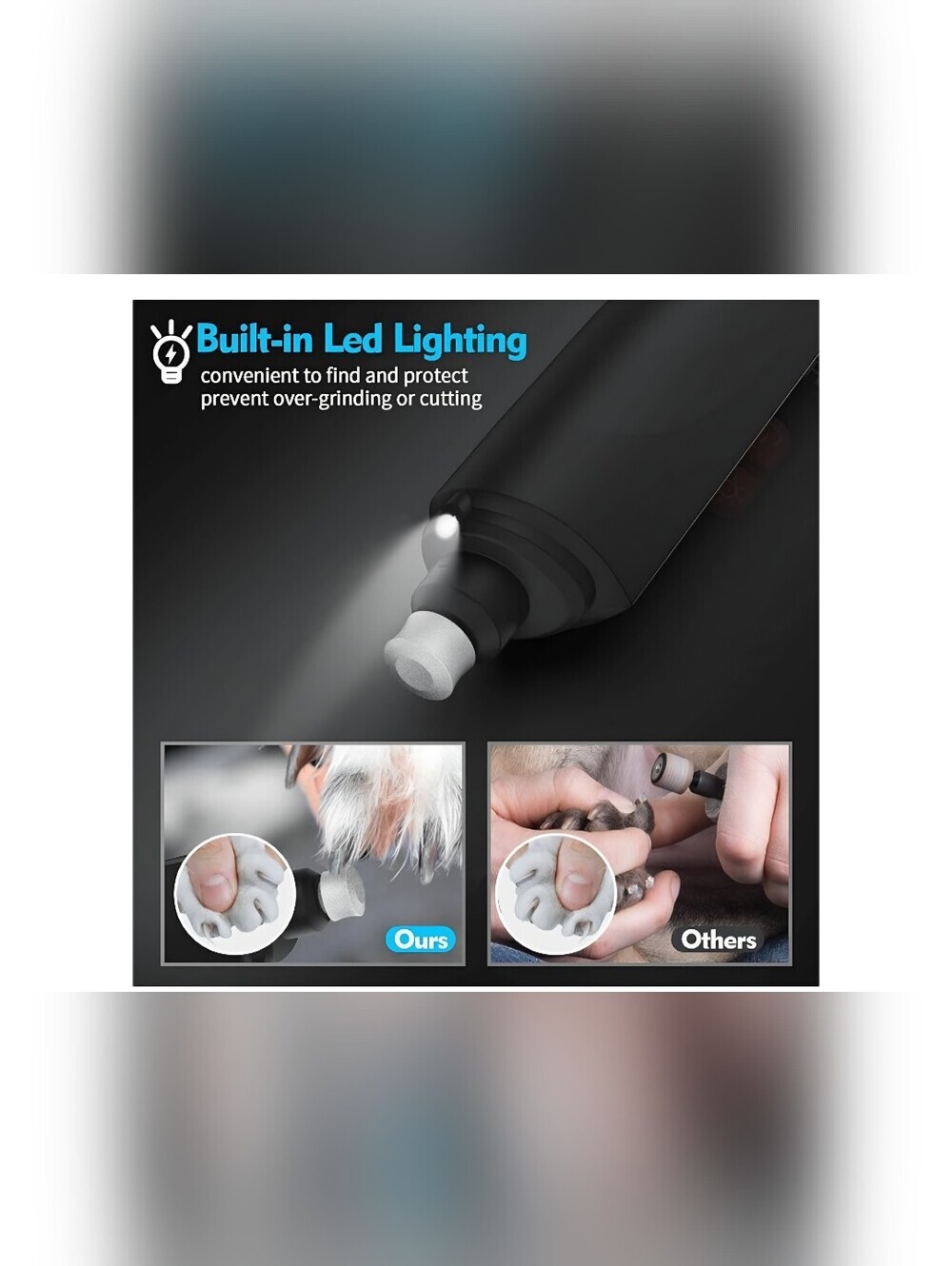GHG Dog Nail Grinder Kit Rechargeable LED Pet Trimmer Clippers NIB - Picture 7 of 14